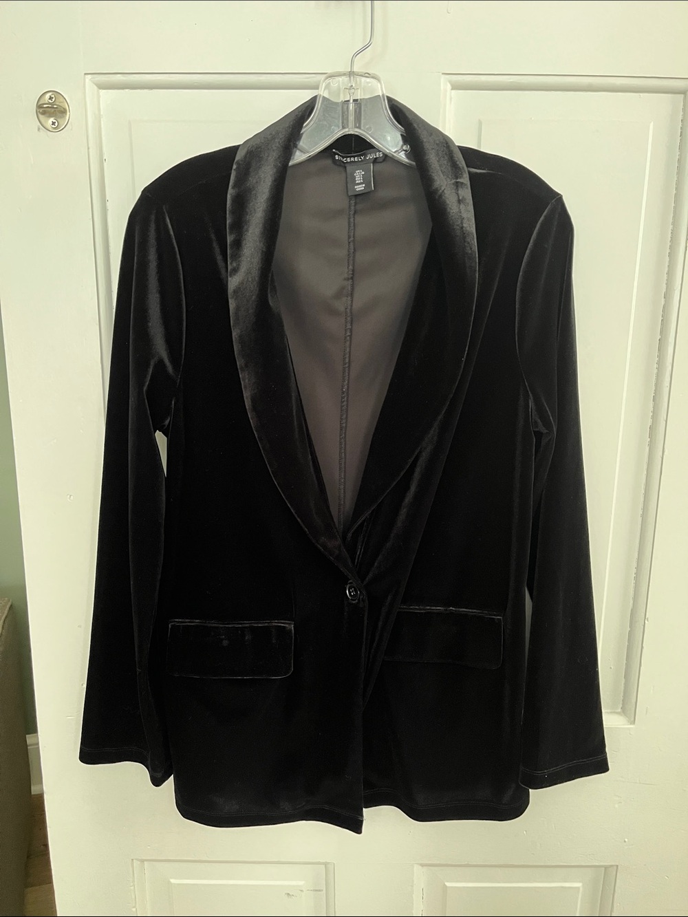 Sincerely Jules Black Velvet Blazer Jacket size L